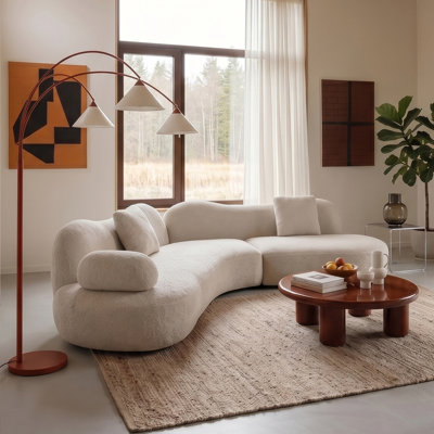 128” Modern Curved Sofa Couch,5-Seater Oversized Modular Sectional Couch Upholstery Boucle Sofas with Pillows