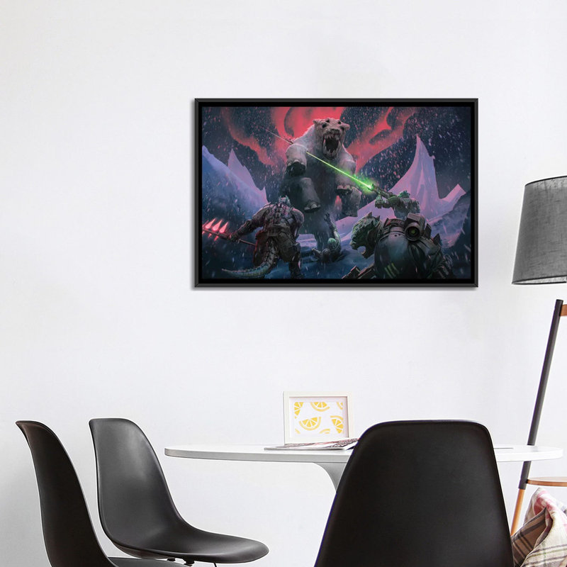 Veskarium Kothama Attack - reproduction d'art murale - toile encadrée, H 26 po x l 40 po, Noir