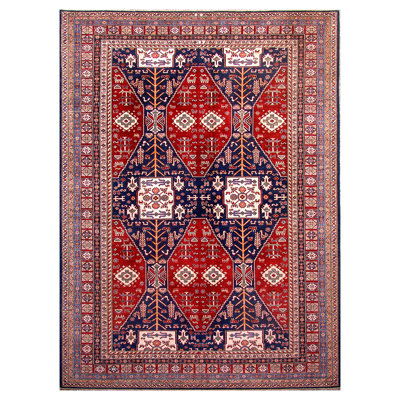 KASEKAZAKBLRE Hand Knotted Wool Area Rug