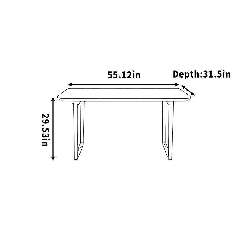 Bureau d'étude simple et bureau simple, Noir, H 29,53 po x l 55,12 po x P 31,5 po