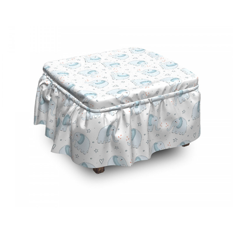 Ensemble de housse pour repose-pieds coussin de boîte 2 pièces éléphant animaux