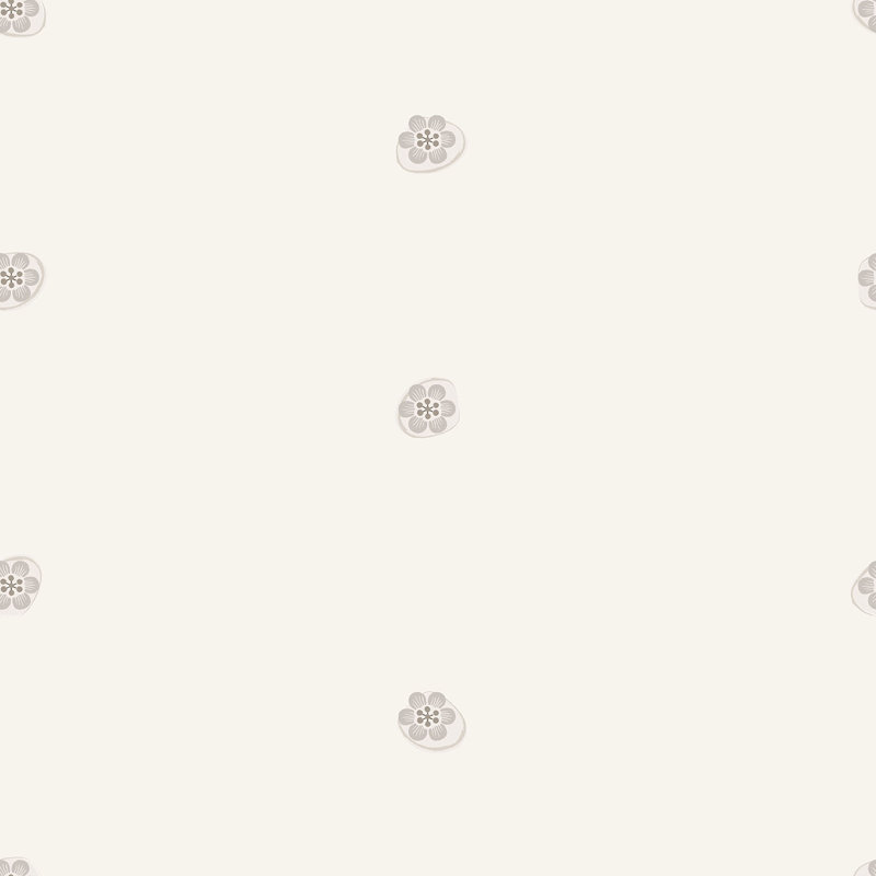 Floating Flowers 33' L x 20.5" W  Wallpaper Roll, Gray