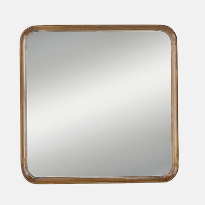 Miroir carré 32 po x 32 po avec cadre en bois, miroir mural, convient au salon, à la salle de bain et à l'entrée