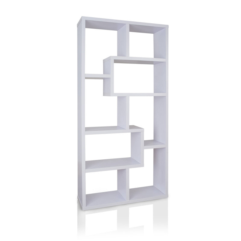 Modern White Bookshelf, 5-Tier Design, 35.4 x 72.2 x 11.6 inches | 100% Melamine Coated Particle Board, Thickness: 0.7 inches | Wall-Mountable, Sleek & Functional Storage Solution for Home & Office