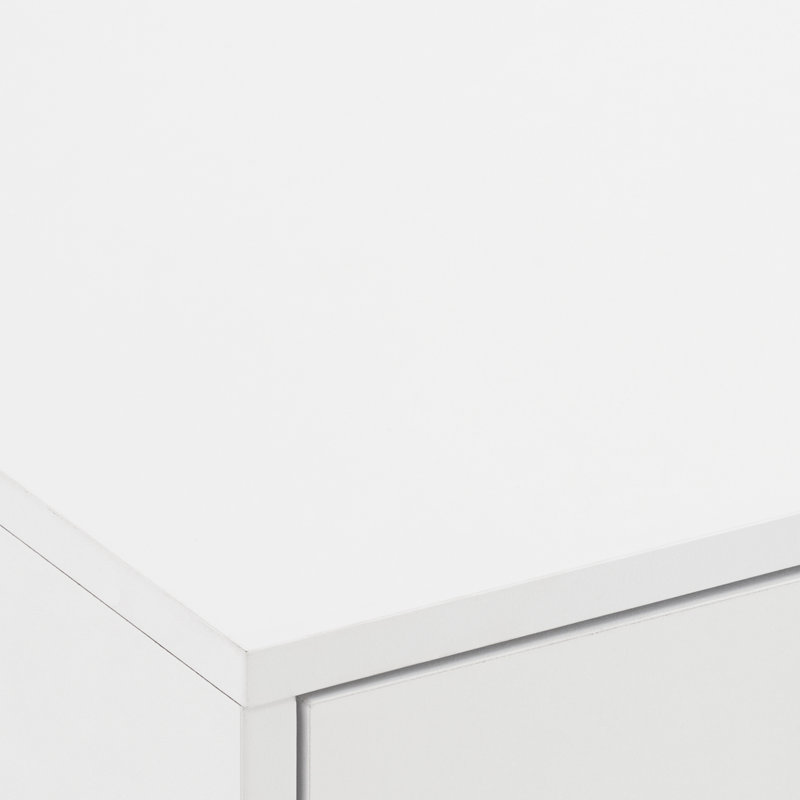 Arbadella Vanity Makeup Desk, Rectangle Accent Manicure Table with Cabinet, White/Gold