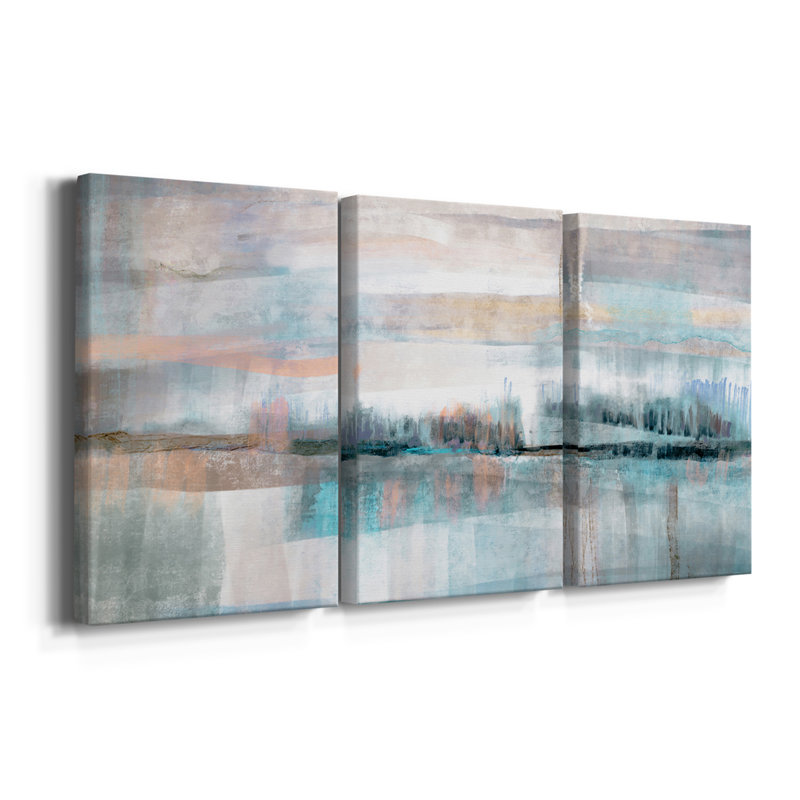 Pastel Valley - Toile tendue avec châssis de qualité supérieure - Prêt à être accroché, H 12 po x l 24 po x P 1 po