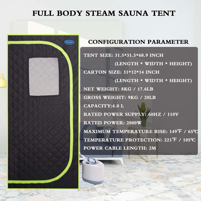 Jeltyprey 1 - Person Traditional Steam Sauna with Remote Control