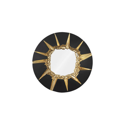 Circular Cracked Mirror, Black & Gold