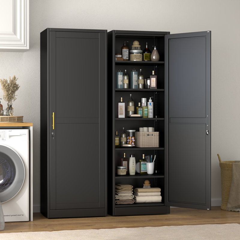 Armoire de rangement moderne et étroite en métal, Black