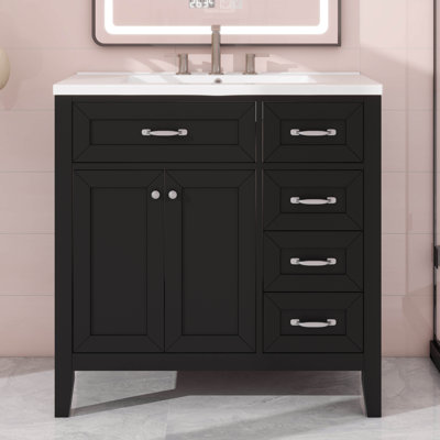 Meuble-lavabo de 36 po sans lavabo - Base d'armoire seulement équipée de tiroirs fonctionnels