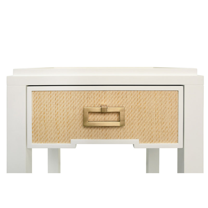 Jean End Table, White/Tan