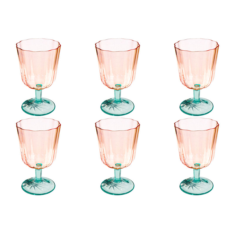 Verre à vin en acrylique Simple Stallop - rose et vert - 17 oz