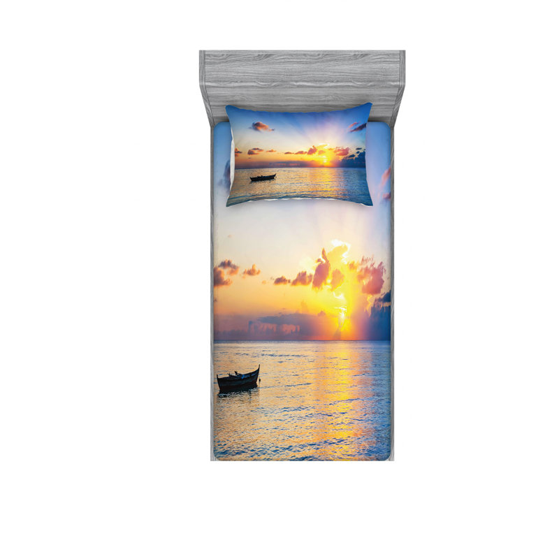 Ensemble de draps en oceanon maldives, Ensemble de drap pour grand lit avec drap-housse
