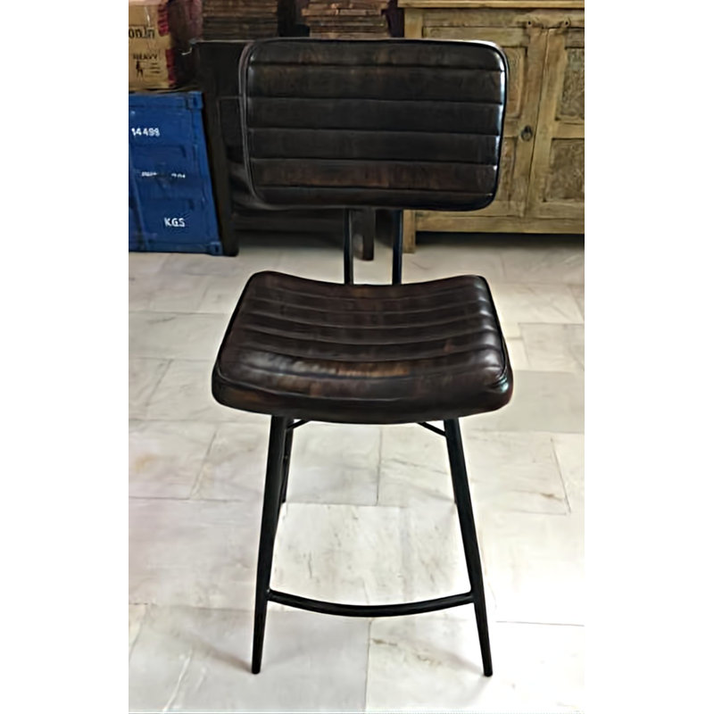 Upholstered Counter Stool with Metal Frame, Black