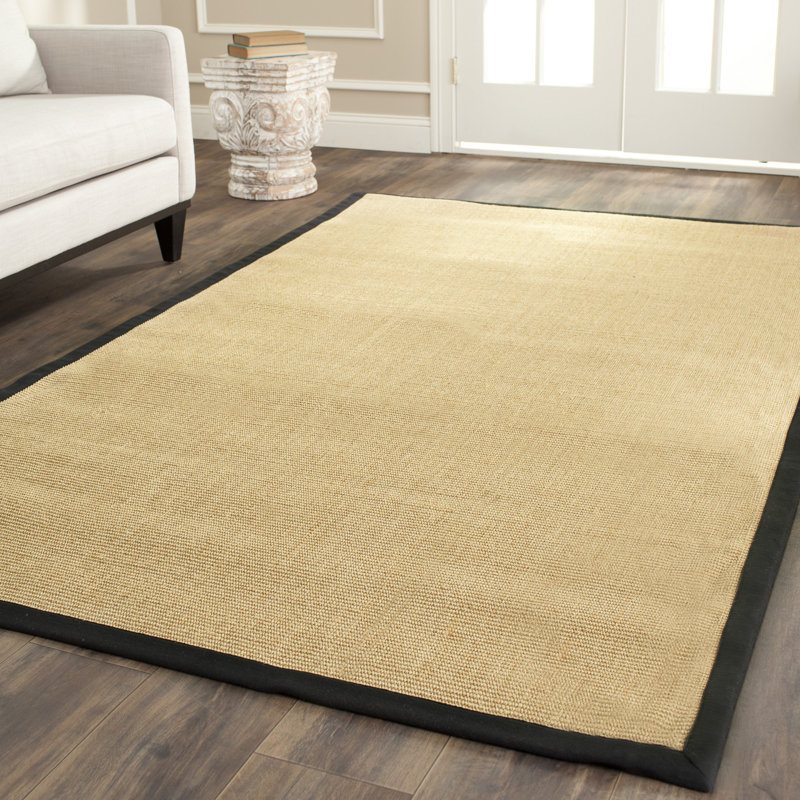 Cybil Auckland Jute Maize/Black Area Rug, Rectangle 9' x 12'