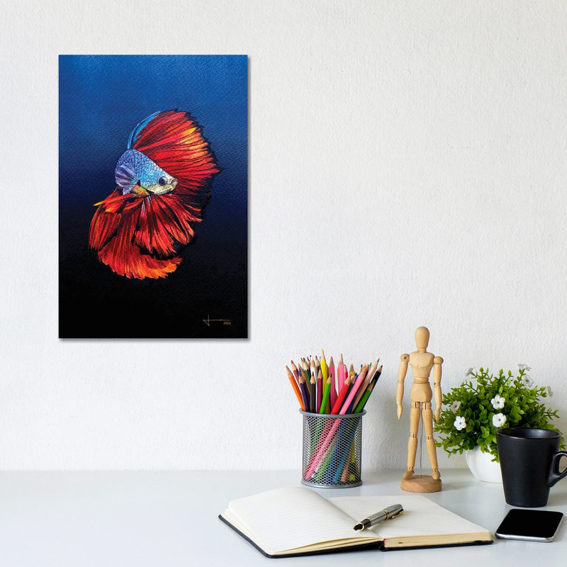 Red Beta by Liam Kumawat - Wrapped Canvas Painting, 20.32 cm H x 30.48 cm W