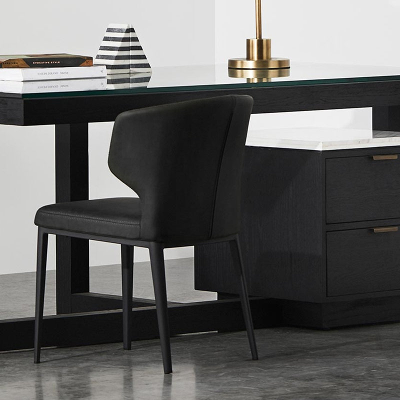 Chaise rembourrée Aislinn, Gris anthracite, Noir