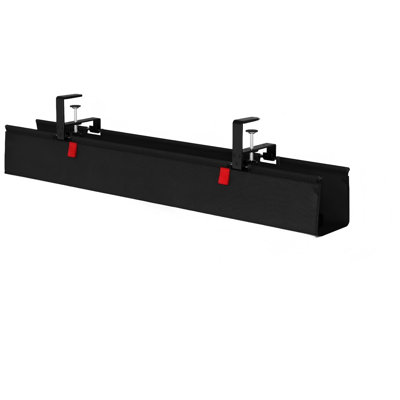 No Drill Under Desk Cable Management Tray, 36" Cord Organizer For Table, Clamp/Screw Mount Desk Cable Management, Premium Fabric Cable Management Tray For Office, Home, Black
