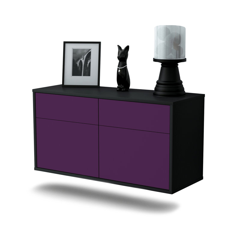 Martindell Unfinished Floating TV Stand, Purple