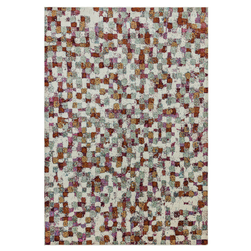 Varasteh Pixel Flatweave Cream/Pink/Orange Rug, Rectangle 120 x 170cm