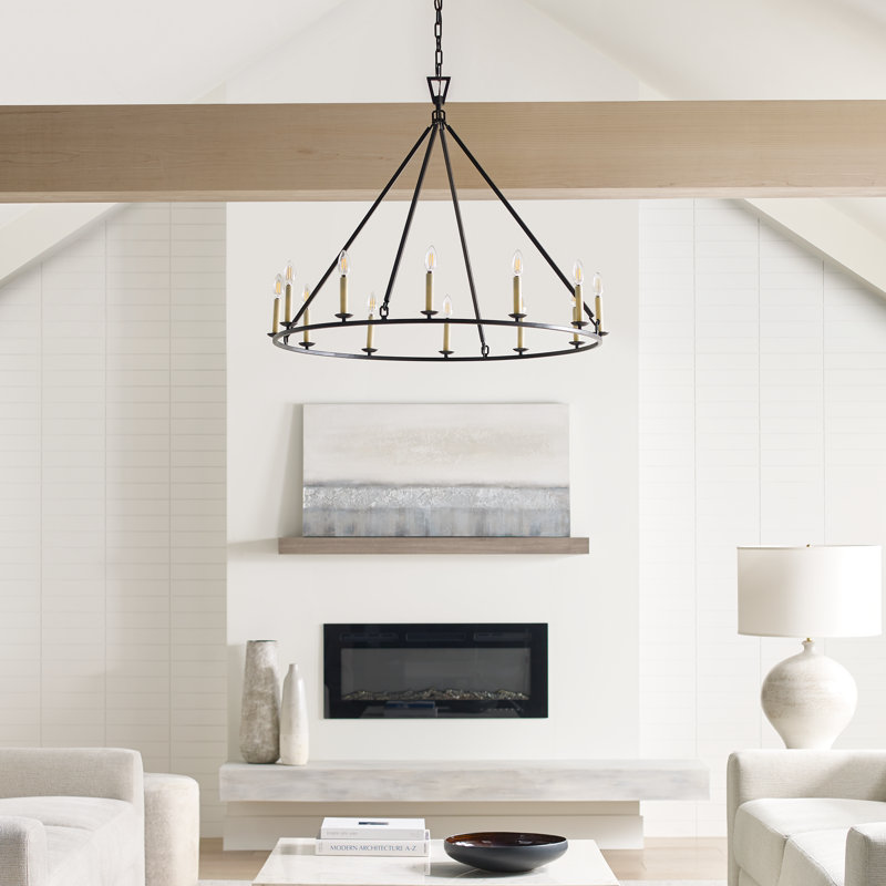 Chapman & Myers Darlana Medium Single Ring Chandelier, Antique-Burnished Brass, 38.75" H x 50" W x 50" D