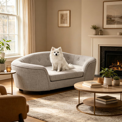 Canapé pour chien surdimensionné ovale semi-fermé surdimensionné - matériau en lin durable