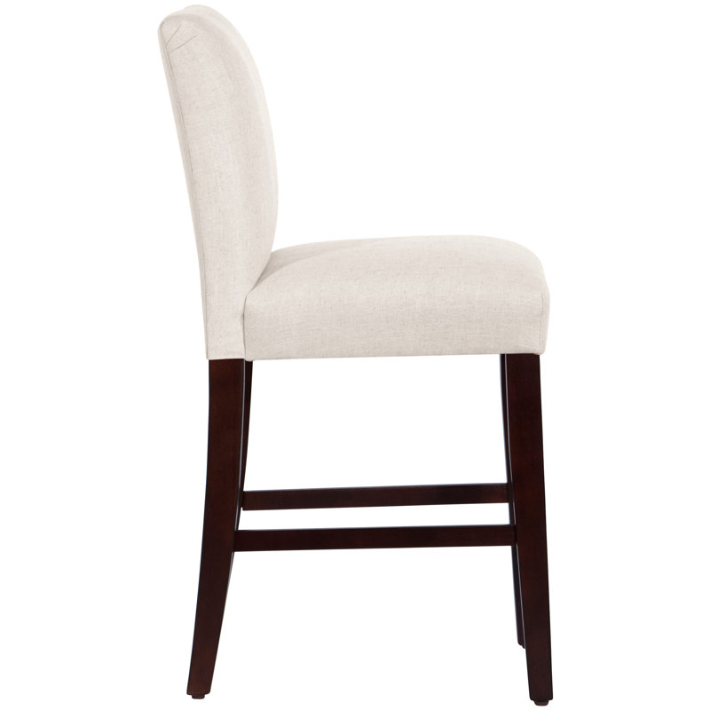 Tabouret de bar et de comptoir Hadrien, Lin classique talc, Tabouret de comptoir (siège d'une hauteur de 26 p, Espresso