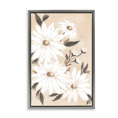 Toile flottante encadrée «Mute Neutral Daisies» par Amanda Cook