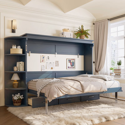 Murphy Platform Bed With Shelf And Drawers