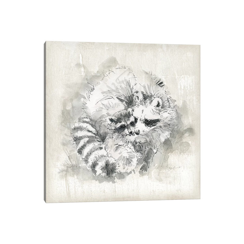 Raccoon Momma And Baby by Carol Robinson - Wrapped Canvas Gallery-Wrapped Canvas Giclée, 30.48 cm H x 30.48 cm W