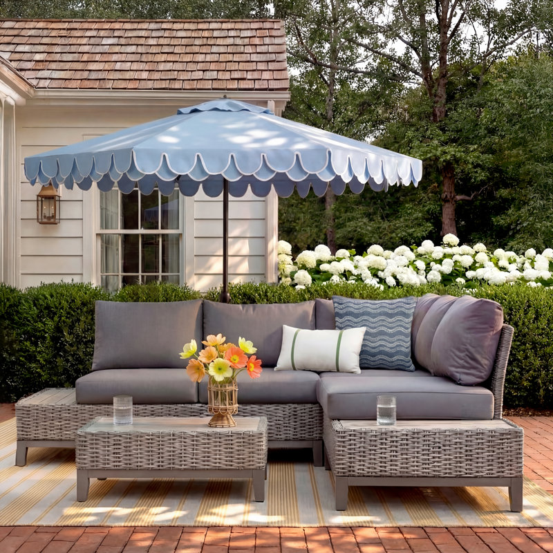 Fleur Wood 4 - Person Patio Conversation Set with Cushions