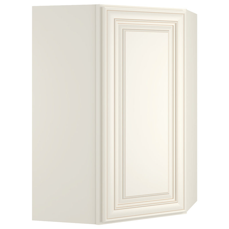 Armoire murale de coin Diagonal, H 36 po x l 27 po x P 24 po, Blanc camée