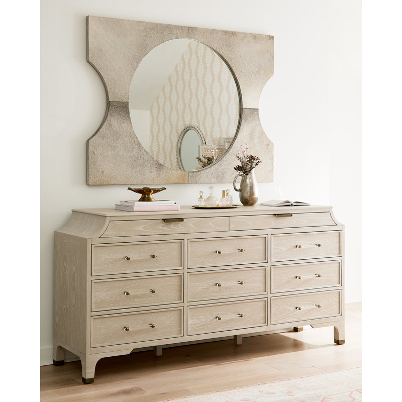 Alexandra 11 Drawer Dresser, Cerused White Light Gray