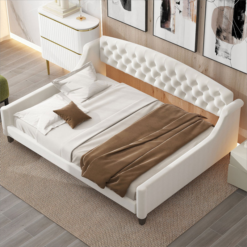 Lit de jour style cerisier avec lit gigogne simple et ensemble de lattes inclus Finition cerisier, Lit simple, Blanc