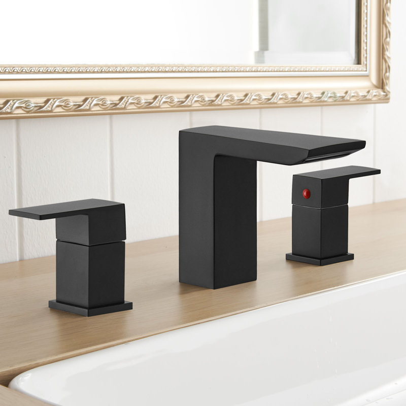2-handle Bathroom Faucet with Drain Assembly, Matte Black