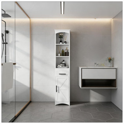 Armoire de rangement étroite étroite avec tiroir et grande salle de bain