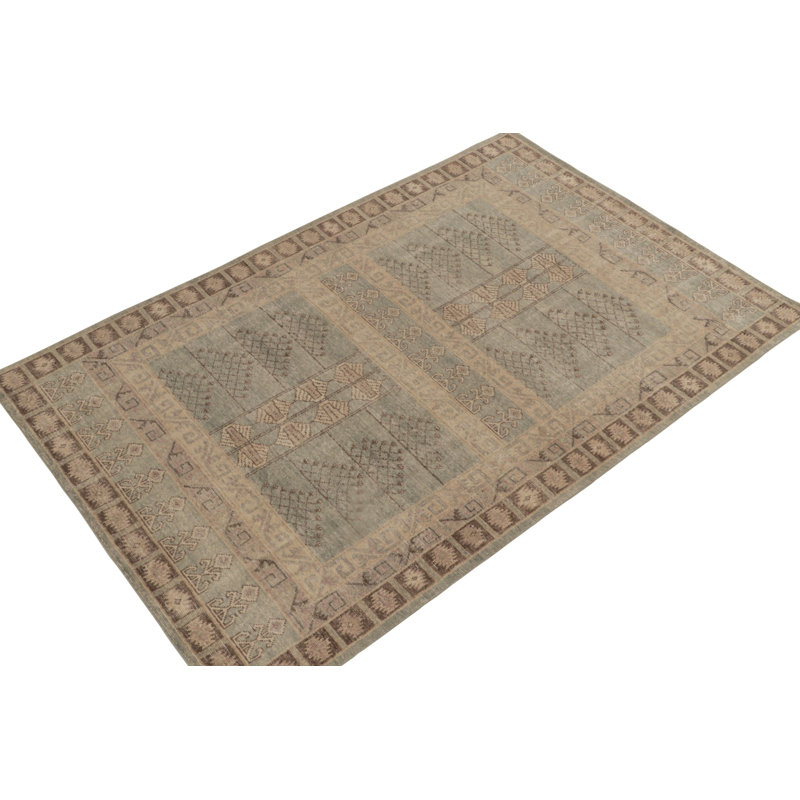 Distressed Homage Hand Knotted Wool Geometric Area Rug, Rectangle 14' x 20'