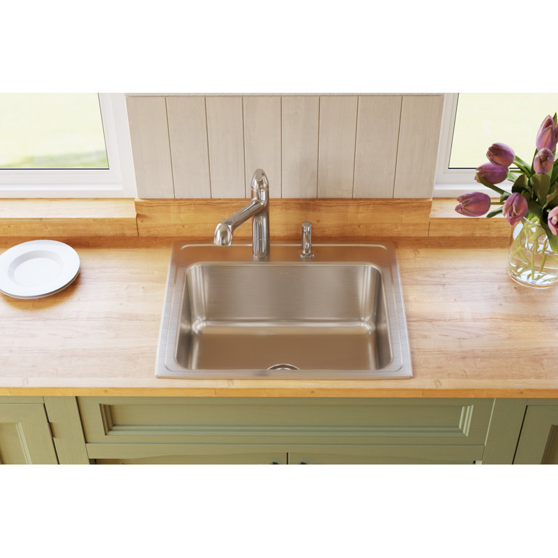 Lustertone 25" L x 21.25" W Drop-in Kitchen Sink, 2 hole