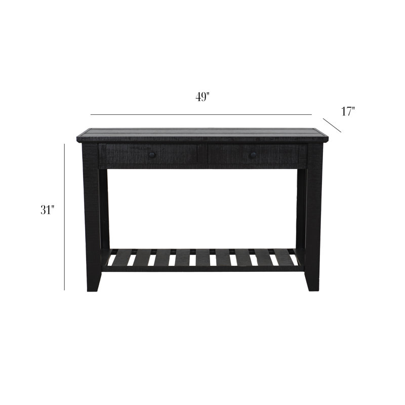 Mattie Farmhouse Sofa Table, Wood Console Table with Open Shelf & 2 Drawers
