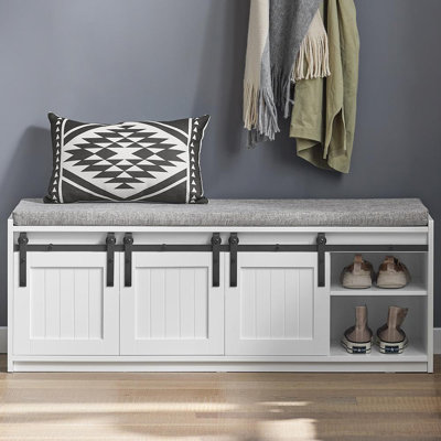 Banc de rangement en bois blanc