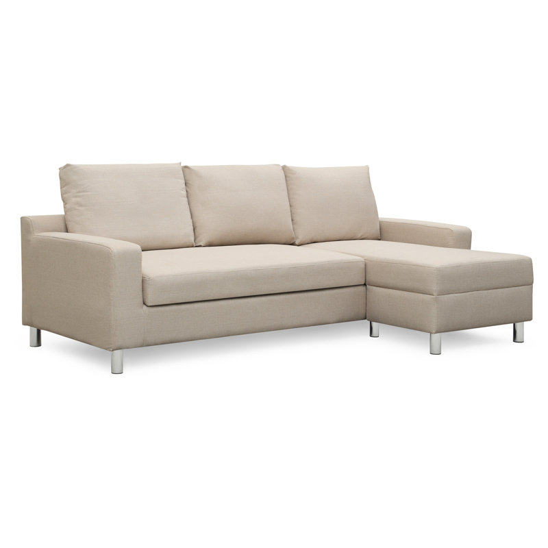 Falgoust Upholstered L-Shaped Sectional, Beige Linen Blend, Right Hand Facing