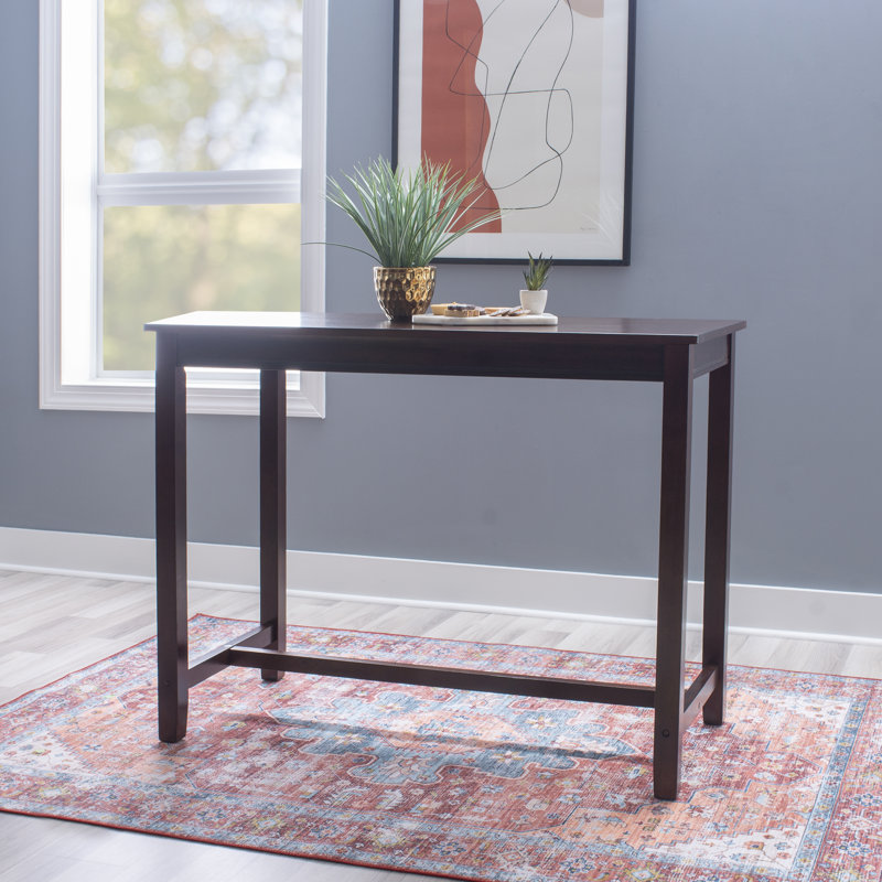 Bartonville Solid Wood Base Pub Table, 36" H x 47.25" L x 23.75" W, Brown