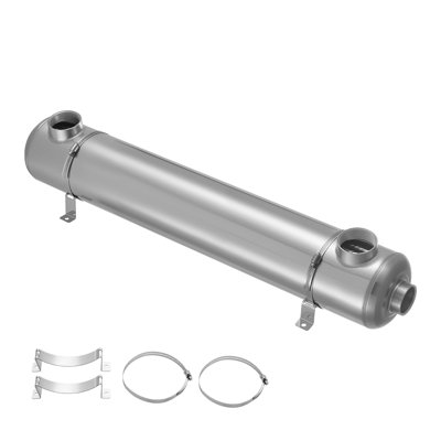 Pool Heat Exchanger, 360K BTU Swimming Pool Heater Exchanger, 316L Stainless Steel Construction, High Efficiency Water to Water Transfer Heating System for Spa, Hot Tub, Indoor/Outdoor, Silver