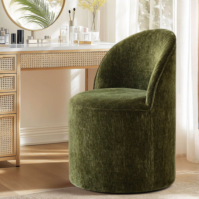 Meuble-lavabo pivotant avec roulettes cachées Chenille, Vert olive