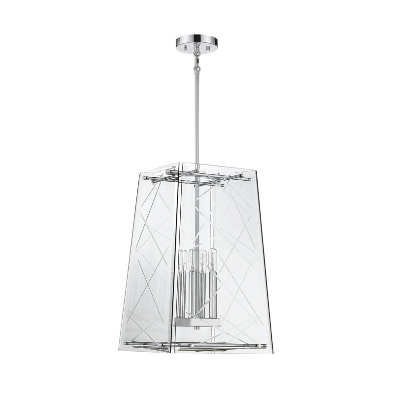 Luminaire suspendu 4 lumières en chrome poli, Chrome