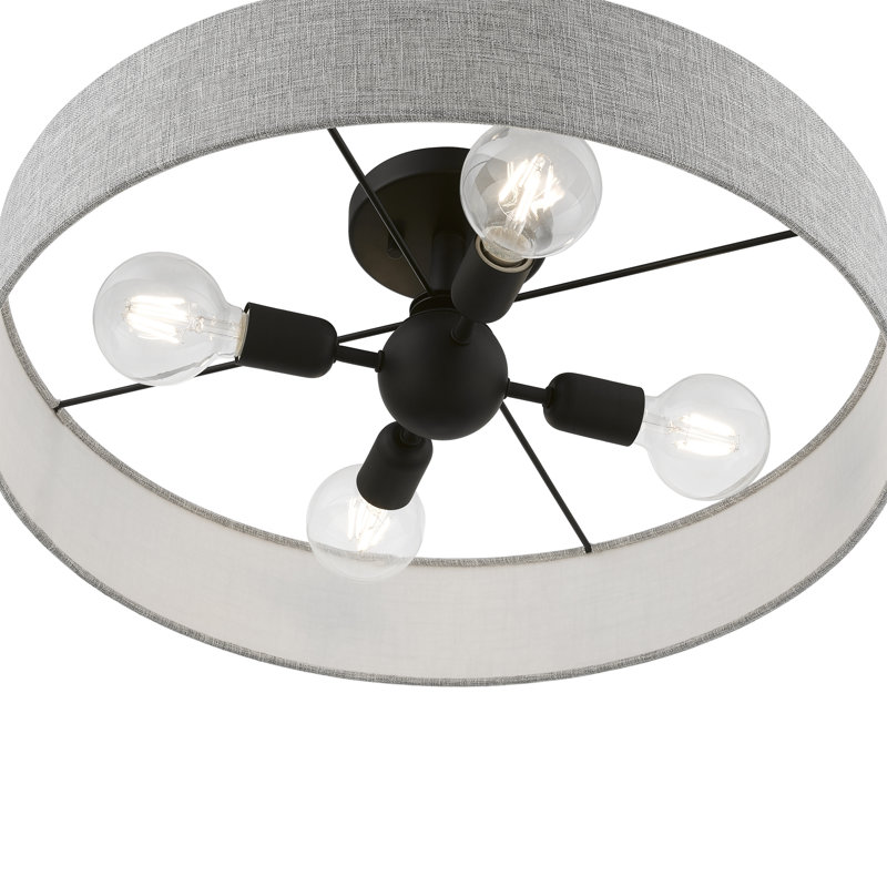 Plafonnier semi-encastré 4 lumières Yendy, Noir