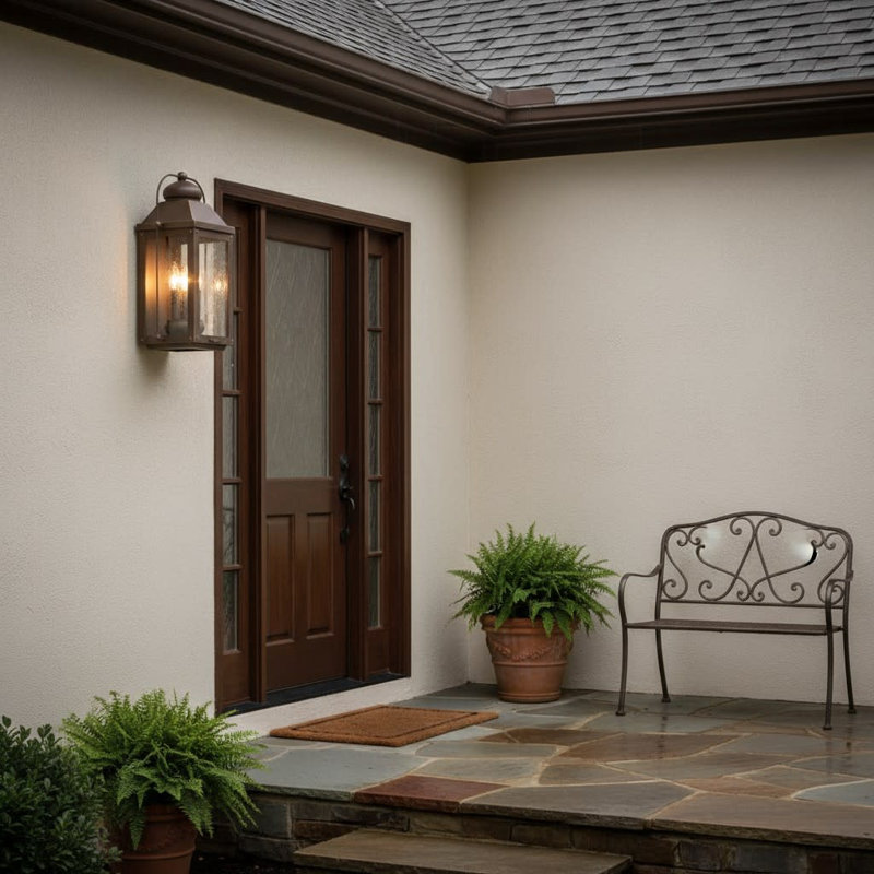 Anchorage Outdoor Wall Mount Carriage Lantern, Light Oiled Bronze, 21.5" H x 11" W x 9"" D