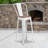 Margherite Modern Bistro Metal Dining Stool with Curved Vertical Slat Back and Wood Seat-502311465-492327322