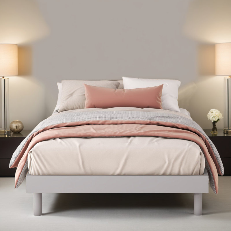 Floating Platform Bed Frame, Gray, Twin