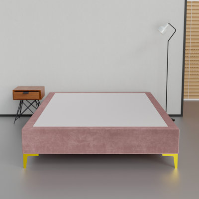 Cadre de lit / sommier en bois de qualité supérieure en velours de 15 po Karvin, durable, élégant et multicolore